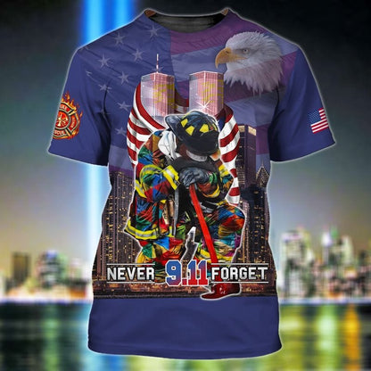 Lasfour Firefighter Custom Shirt Never Forget 9-11 All Gave Some Some Gave All Personalized Gift TO3279