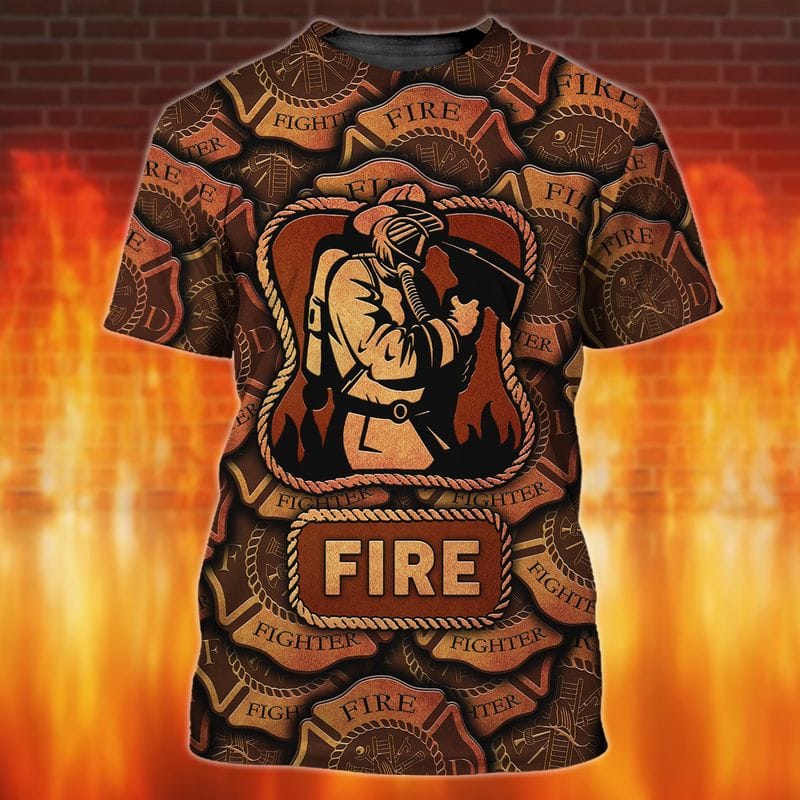 3D All Over Print Logo Firefighter Pattern Vintage Shirt, Best Shirt for Dad Firefighter TO3303