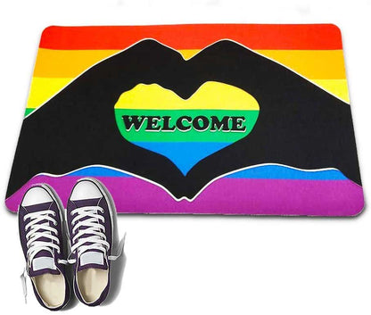 Welcome Pride Doormat Rainbow Lgbt Door Mat, Support Lgbtq Gifts Pride Month Gifts To Lesbian Friend LO1329