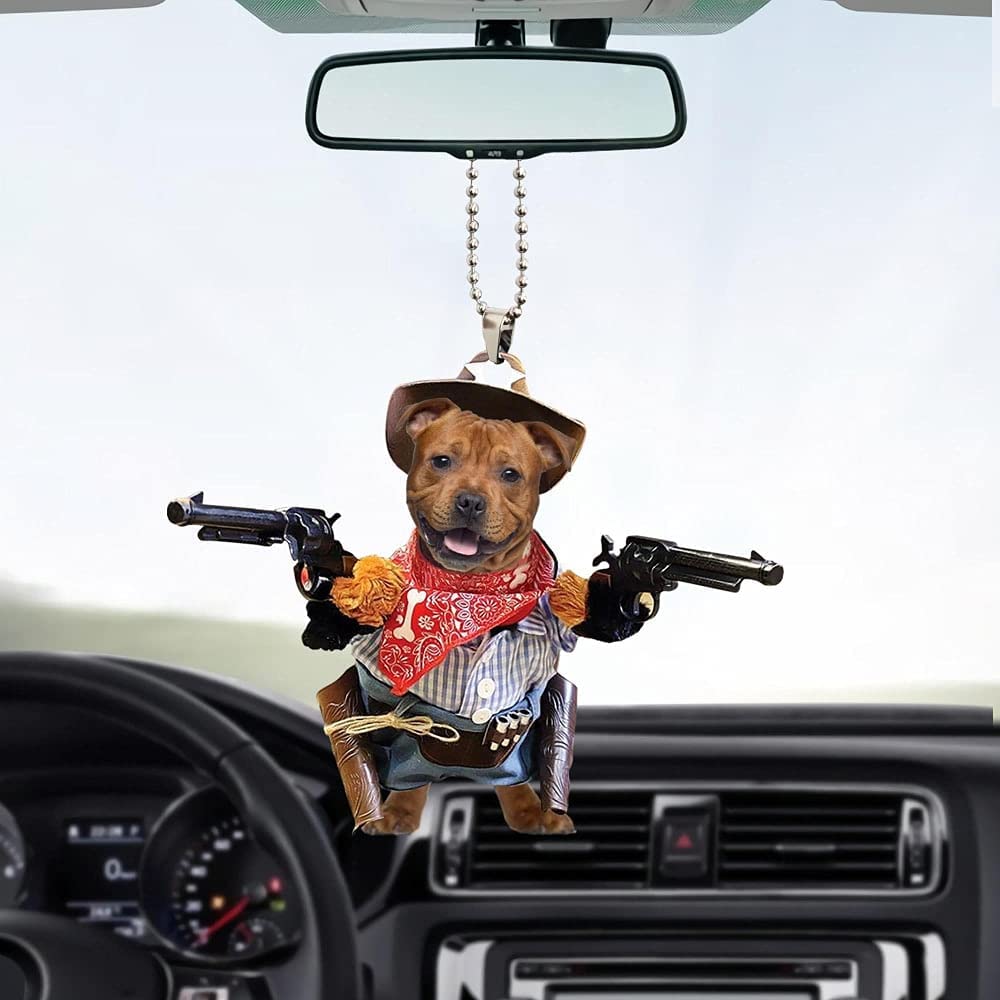 Staffordshire Bull Terrier Cowboy Car Hanging Ornament Dog Ornament Dog Lover Gift OO0670