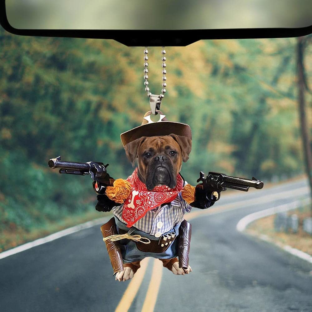 Boxer Cowboy Car Hanging Ornament Dog Ornament Dog Lover Gift OO0669