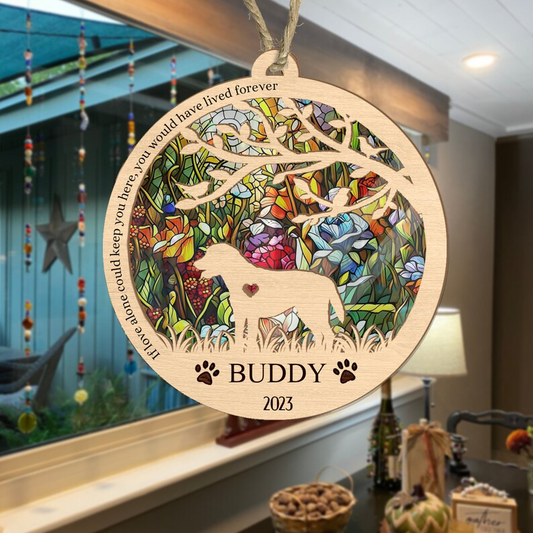 Labrador Retriever Suncatcher Ornament, Pet Memorial Suncatcher, Custom Pet Name And Date Suncatcher, Dog Breed Ornament OA0111