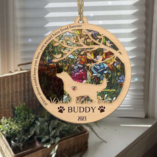 Golden Retriever Suncatcher Ornament, Pet Memorial Suncatcher, Custom Pet Name And Date Suncatcher, Dog Breeds Ornament OA0109