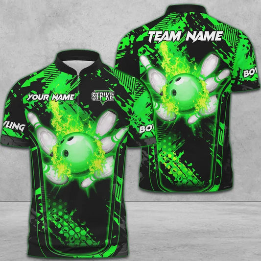 Bowling And Pins Abstract Grunge Texture Multicolor Option Customized Name 3D Bowling Jersey Shirt SO0561