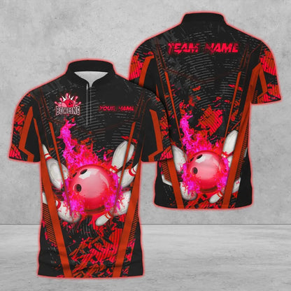 Lasfour Bowling And Pins Abstract Grunge Texture v4 Multicolor Option Customized Name 3D Bowling Jersey Shirt SO0600