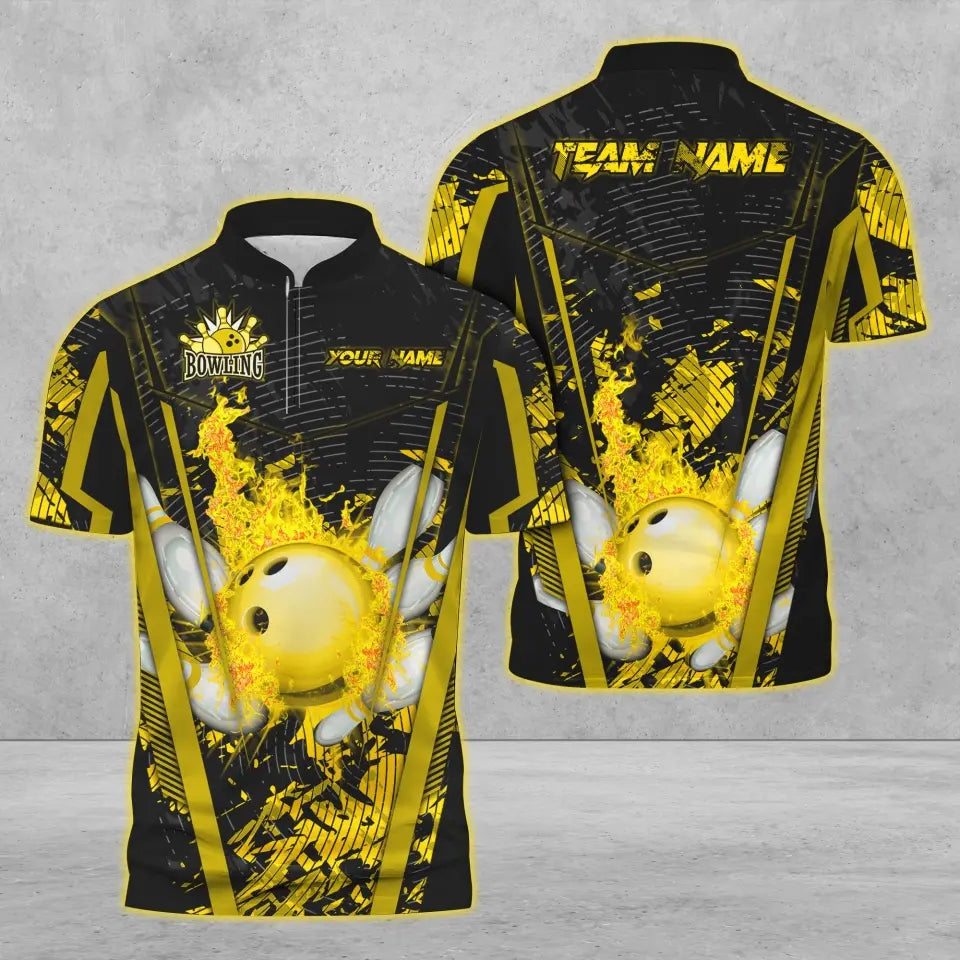 Lasfour Bowling And Pins Abstract Grunge Texture v4 Multicolor Option Customized Name 3D Bowling Jersey Shirt SO0600