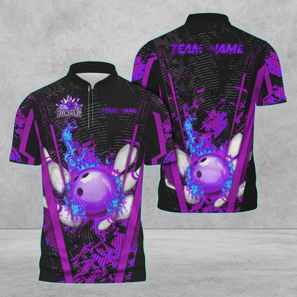 Lasfour Bowling And Pins Abstract Grunge Texture v4 Multicolor Option Customized Name 3D Bowling Jersey Shirt SO0600