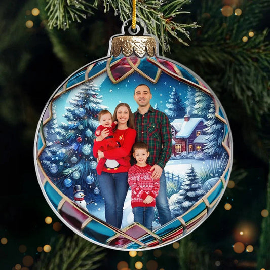 Custom Photo Every Time We Love, Every Time We Give, It’s Christmas - Family Personalized Custom Ornament - Acrylic Custom Shaped - Christmas Ornament For Family Members ON0294