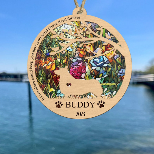 Corgi Suncatcher Ornament, Pet Memorial Ornament, Pet Memorial Suncatcher, Custom Pet With Name And Date Suncatcher, Pet Loss Gift OA0105