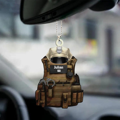 Personalized Police Car Hanging Ornament Police Bulletproof Vest With Service Cap Ornament OO0079