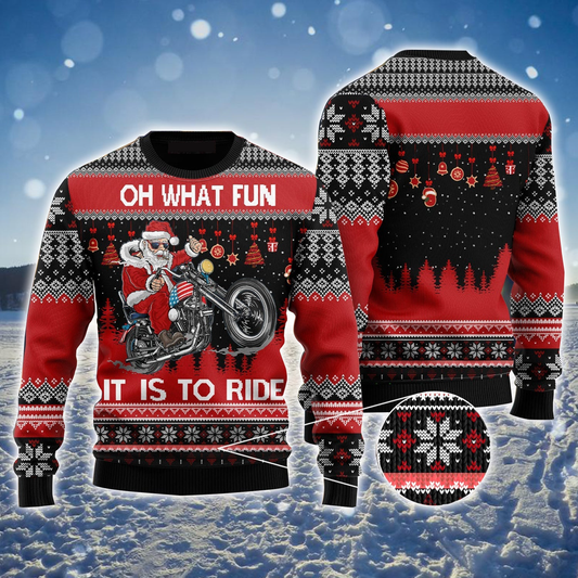 Biker Motorcycle Lover Xmas Ugly Sweater, Christmas Ugly Sweater, Santa Claus Ugly Sweater For Men & Women - Perfect Gift For Biker SO0954