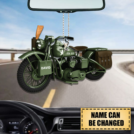 Personalized Army Military Motorcycle Car Hanging Ornament, Ornament For Army Men OO0133