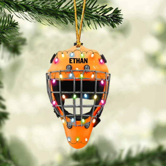 Version 3 Ice Hockey Helmet With Cage - Personalized Christmas Ornament - Gifts For Ice Hockey Lovers OO1809