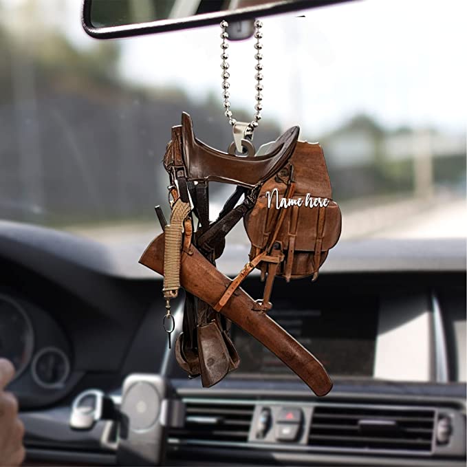 Personalized Horse Lover Cowboy Saddle Car Hanging Ornament, Car Decor For Cowboy OO0109