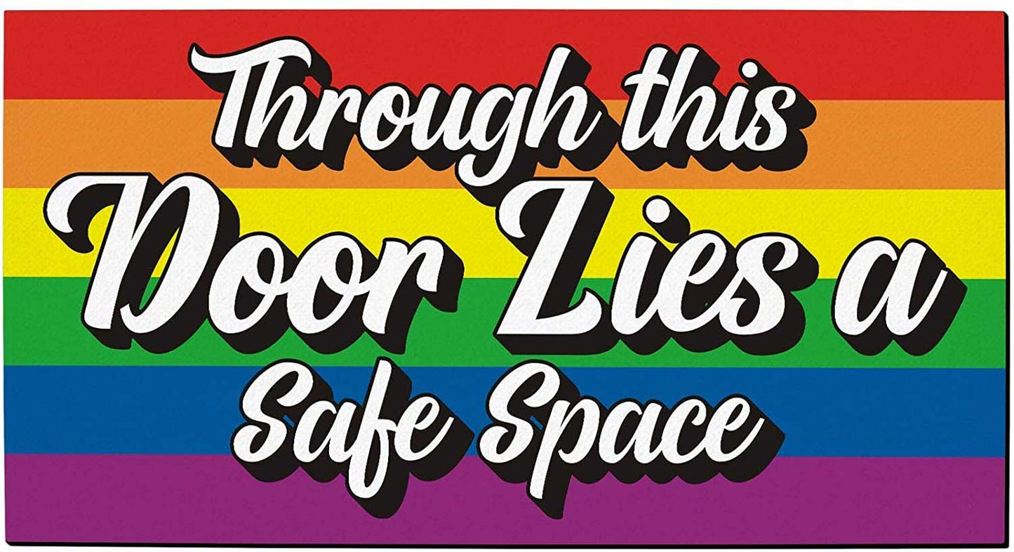 Gay Pride Mat Gay Doormat Through This Door Lies A Safe Space Gay Gifts Decorative Doormat Gay LO1343