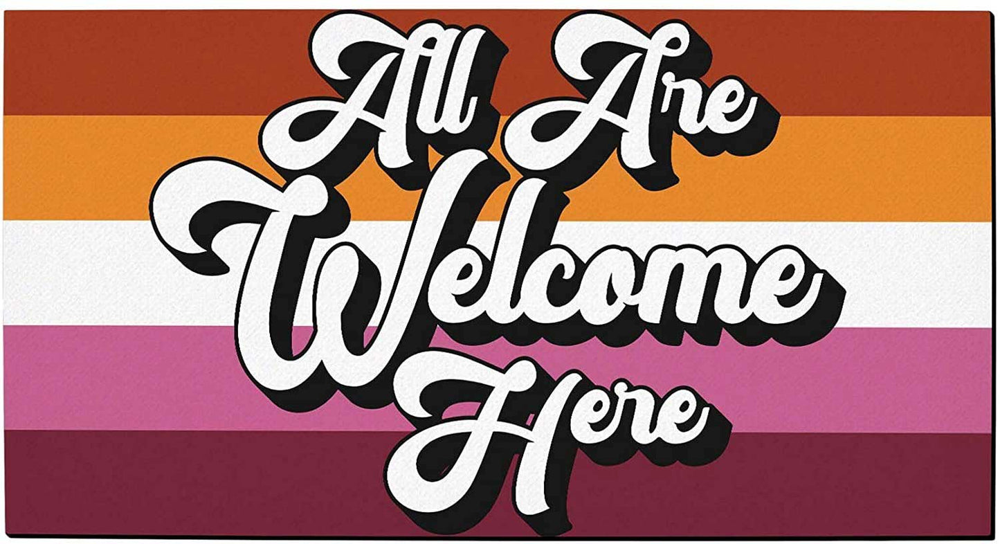 Lesbian Pride Doormat All Are Welcome Here Lesbian Gifts Decorative Doormat Lesbian LO1245