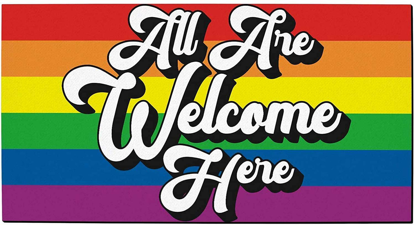 Gay Pride Doormat All Are Welcome Here Gay Gifts Decorative Doormat Gay LO1235