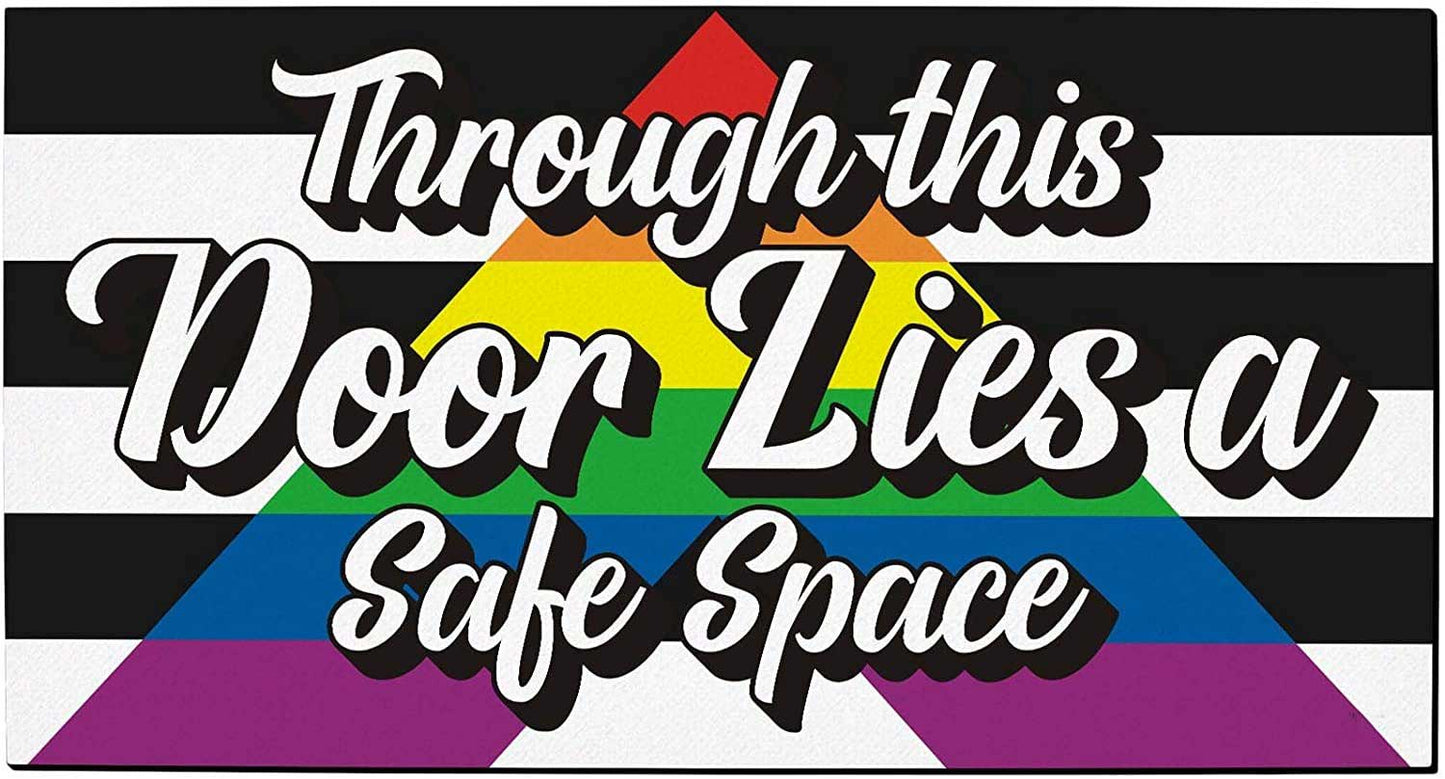 Straight Ally Pride Straight Ally Door Mat Through This Door Lies A Safe Space Straight Ally Gifts Decorative Doormat Straightally LO1349