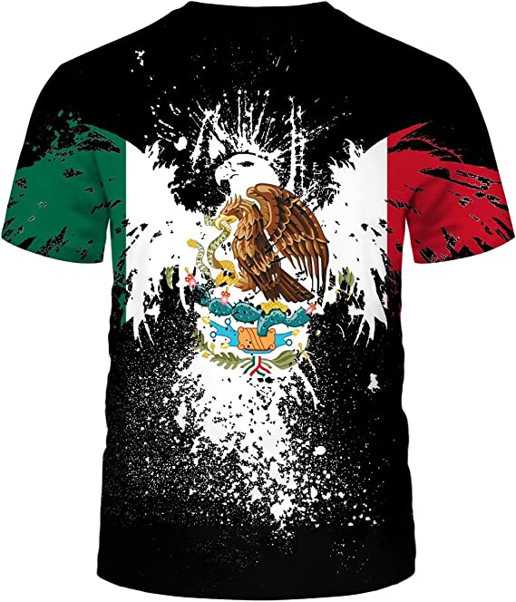 Casual 3D Mexico Flag Digital Print T-Shirt Round Neck Mens T-Shirts, Mexico Shirt TO3064