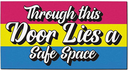 Pan Pride Pangender Doormat Through This Door Lies A Safe Space Pangender Gifts Decorative Doormat Pan LO1294