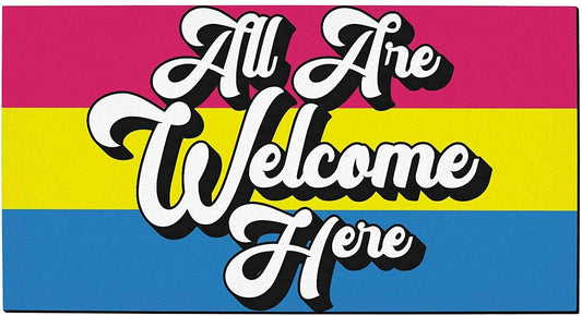 Pan Pride Pangender Indoor Doormat All Are Welcome Here Pangender Gifts Decorative Door Mat Pansexual LO1320