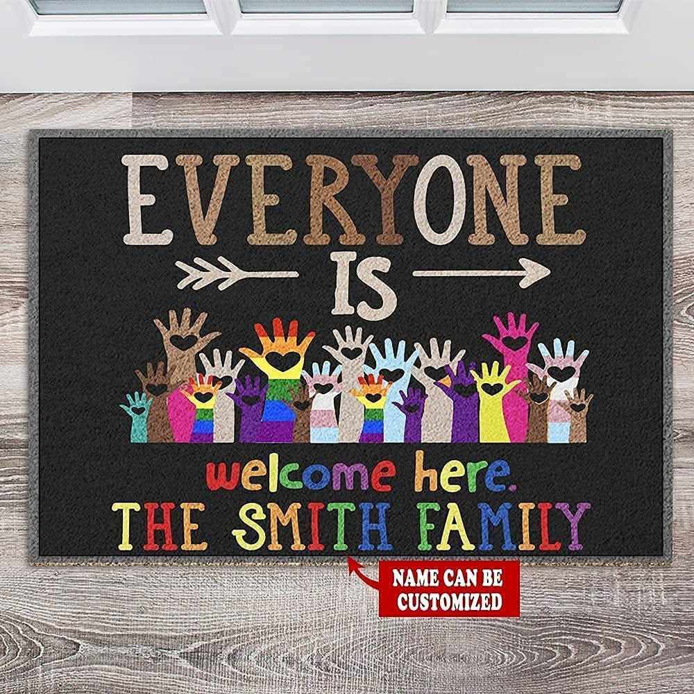 Personalized Pride Doormat Everyone Is Welcome Doormat Welcome Mat Lgbt Queer Equal Welcome Entrance LO1383