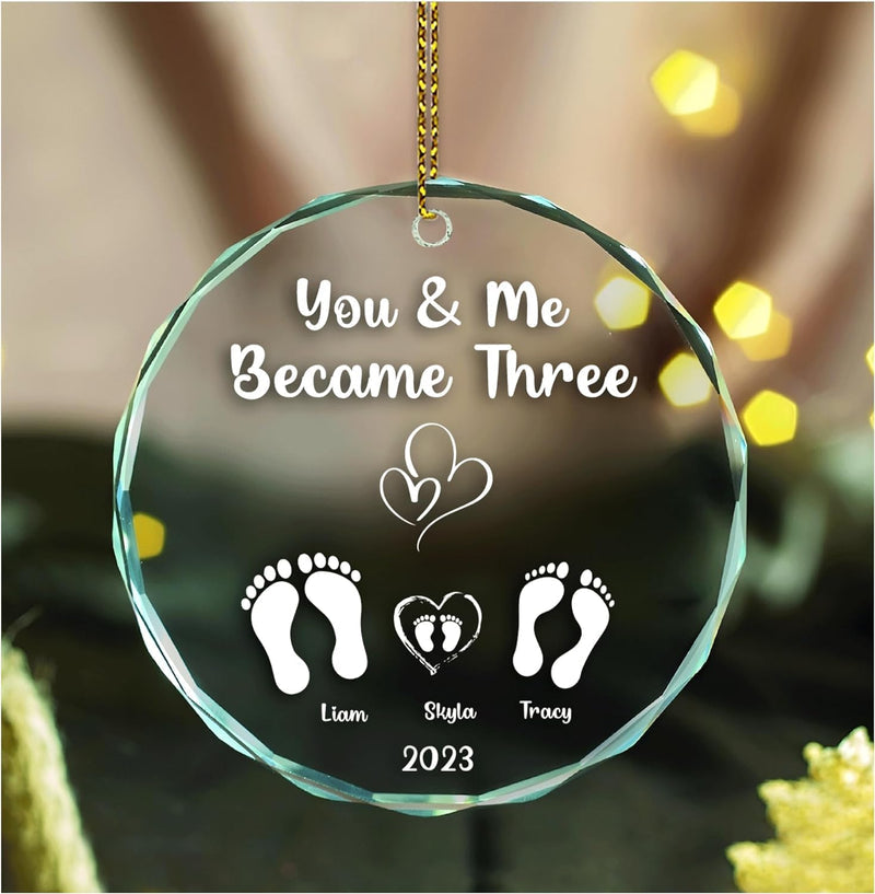 Custom New Parents Glass Ornament, Mommy And Daddy Christmas Ornament, Baby Announcement, New Parents Keepsake, Crystal Ornament OA0008