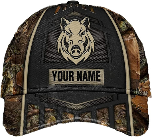 Personalized Name Boar Hunting Classic Baseball Cap, Wild Boar Hunting Cap, Hunting Cap, Camo Caps for Men Hunting CA0264