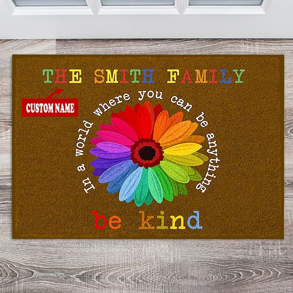 Personalized Be Kind Doormat Welcome Pride Mat Outdoor Rubber Welcome Mat Lgbt Queer Equal Welcome Entrance LO1372