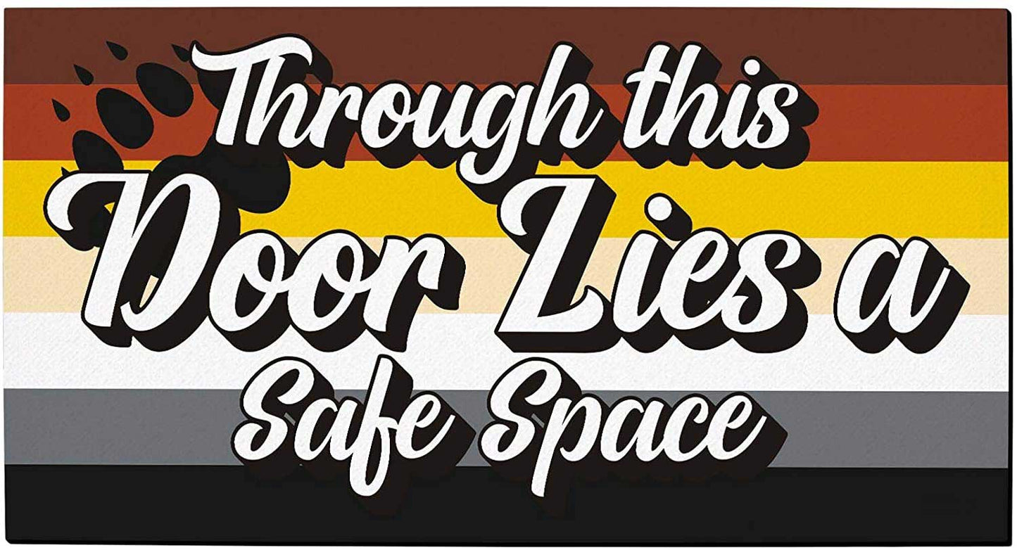 Gay Bear Pride Doormat Through This Door Lies A Safe Space Gay Bear Gifts Decorative Doormat Lgbt Bear LO1341