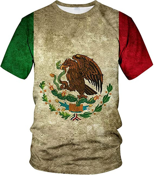 Lasfour Mexican Tshirt Mexico Flag 3D All Over Print Fashion For Him TO3060