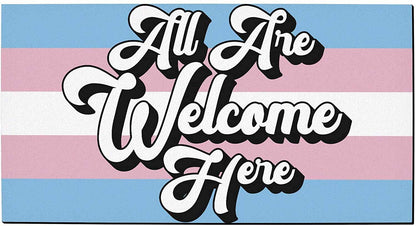 Transgender Pride Doormat Transgender Flag Door Mat All Are Welcome Here Trans Gifts Decorative Doormat Trans LO1330