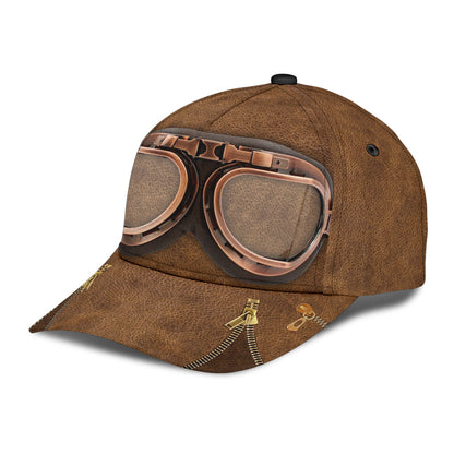 Personalized Pilot Brown Classic Cap, Personalized Gift for Pilot CA0222