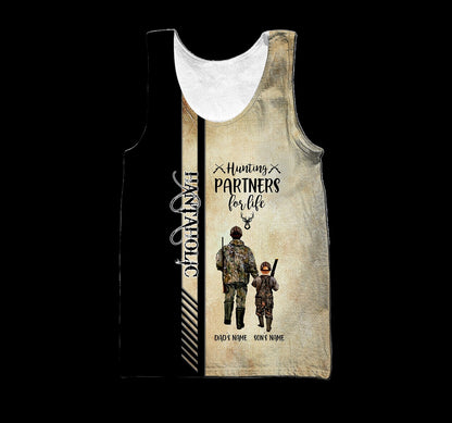 Personalized Name Dad And Son 3D All Over Printed Shirts Hoodie Tank Top For Dad Hunting Partners For Life TO0101