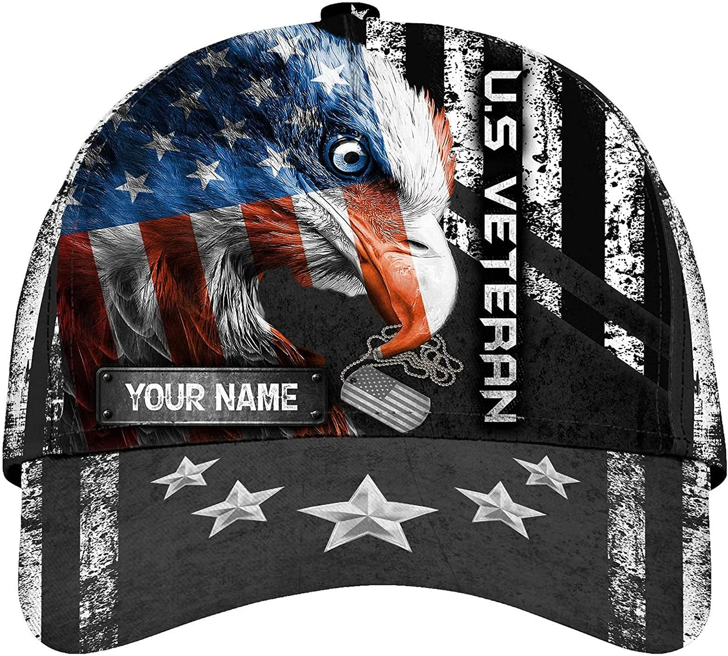 US Veteran 3D Personalized Hat Classic Soft Printing Baseball Cap with Snapback Closure, Gift For Veteran CA0258