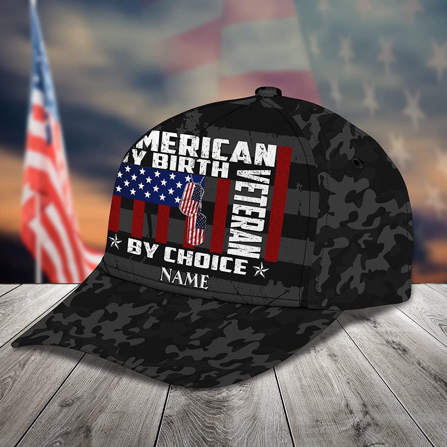 Personalized Name 3D Cap Hat American By Birth Veteran by Choice Cap, Personalized Gift For Veteran CA0019