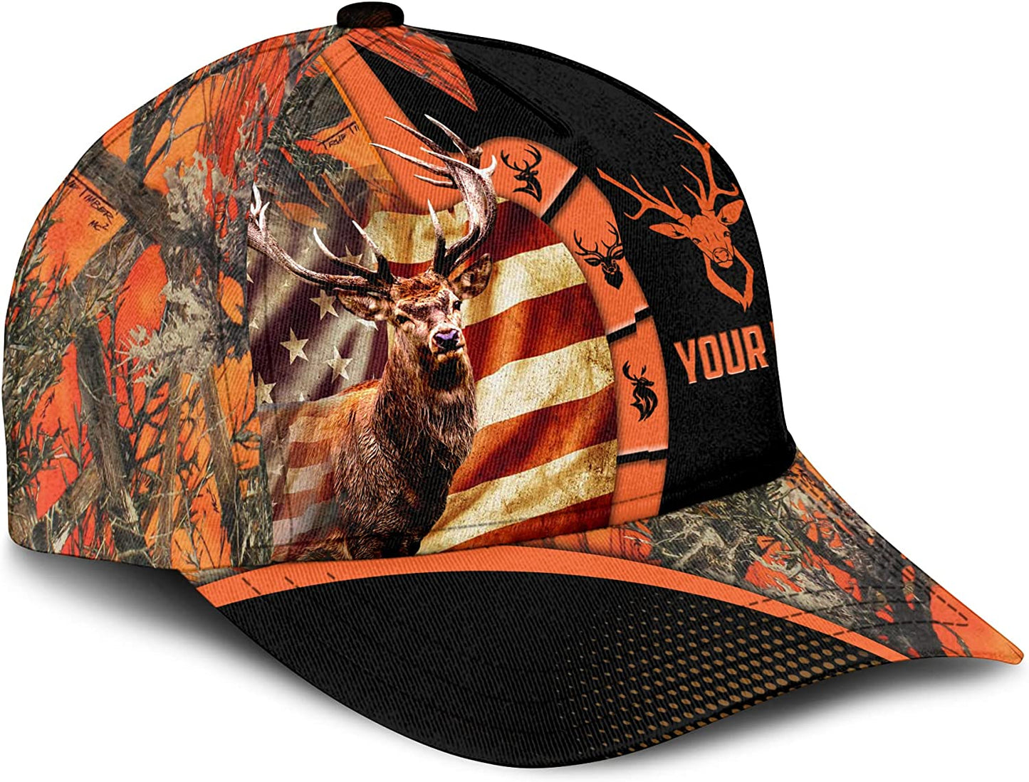 America Deer Trucker Hat Hunting Hats for Men, Gift For Hunter, Father's Day Gift CA0265