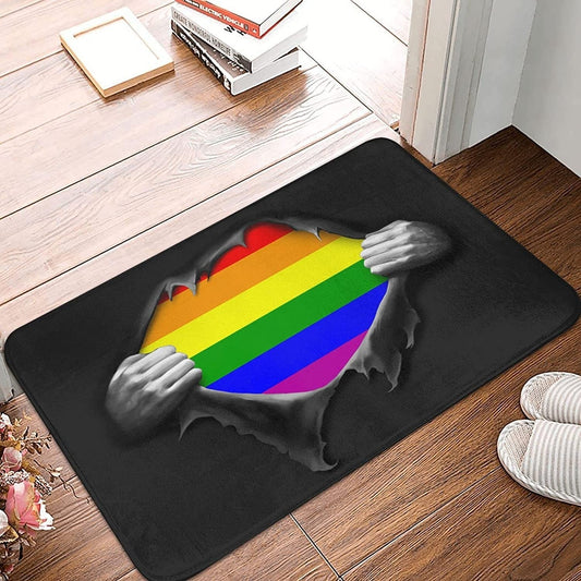 Gay Pride Rainbow Door Mat Durable Doormat Outdoor Indoor Entrance Lgbtq Mat LO1339