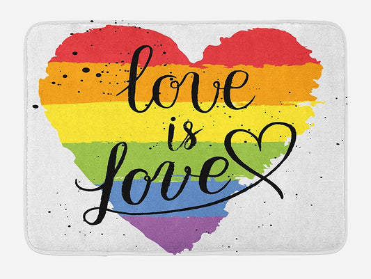 Pride Bath Doormat, Lgbt Gay Lesbian Parade Love Is Love Mat, Welcome Lesbian Home Doormat LO1237