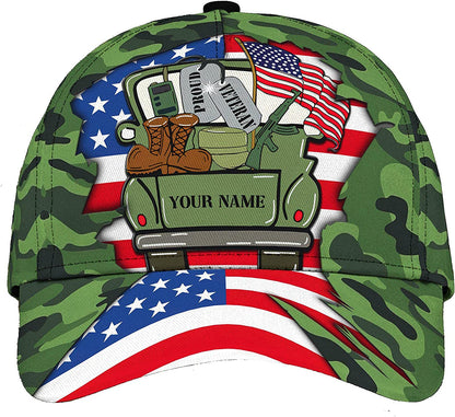 Personalized Name 3D Printed Unisex Cap, Proud Veteran Customize Cap, Gift For Veteran CA0250