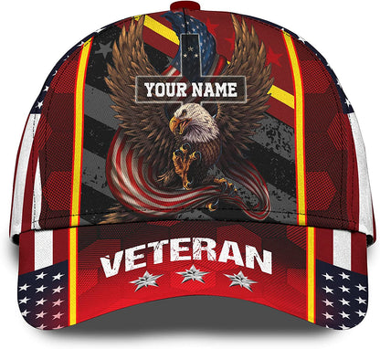 Veteran Personalized Custom Name Cap for American Patriots, Gift For Grandpa Dad CA0259