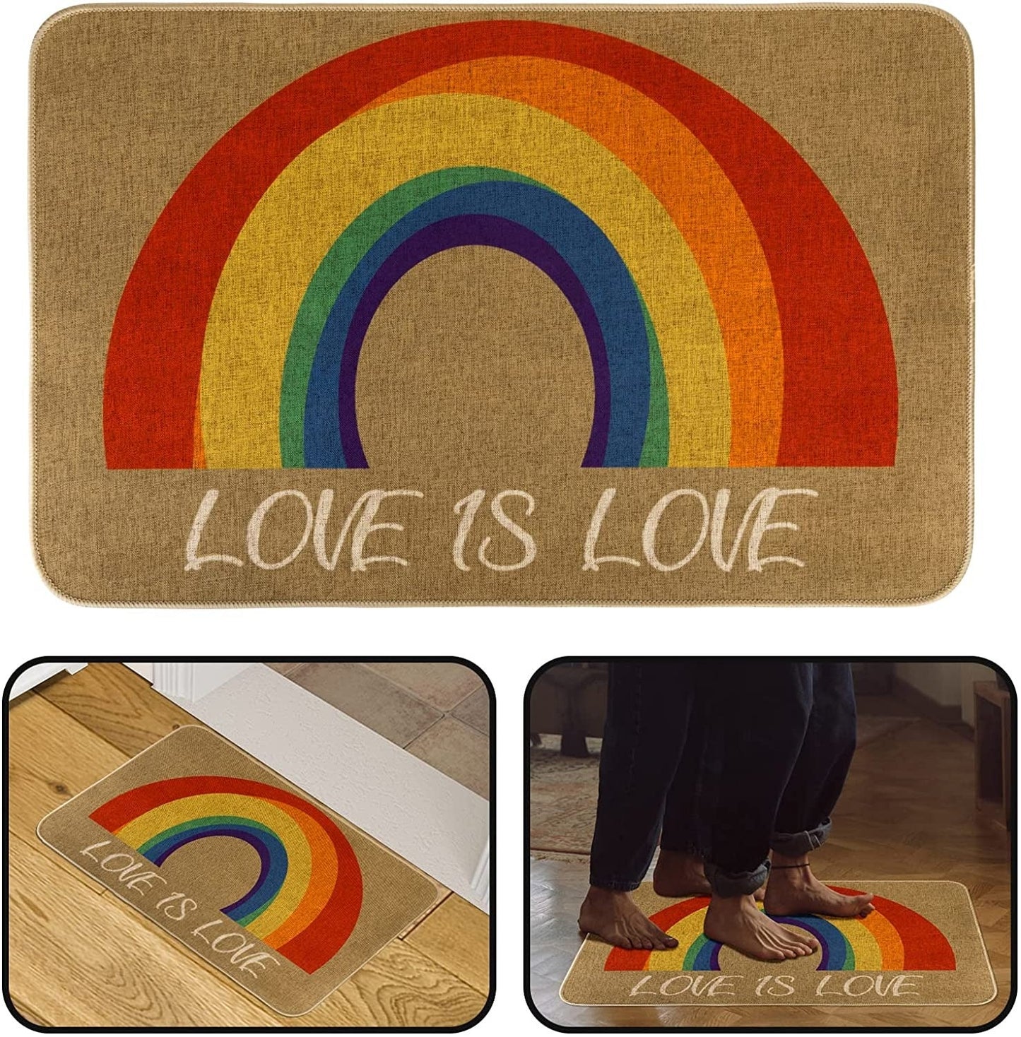 Welcome Rainbow Pride Door Mat, Pride Day Decorative Doormat, Floor Mat For Kitchen Bedroom Pride Home Decor LO1338