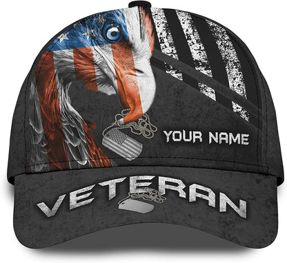 Veteran Personalized Custom Name Cap for American Patriots, Gift For Grandpa Dad CA0259