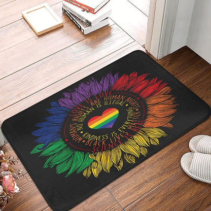 Pride Doormat Love Is Love Sunflower Rainbow Gay Pride Door Mat Durable Lesbian Doormat Outdoor Indoor Entrance Lgbt LO1335