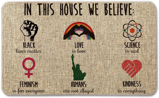 Decorative Pride Doormat In This House We Believe Seasonal Lgbt Kindness Floor Mat Welcome Home Lgbt Mat LO1334