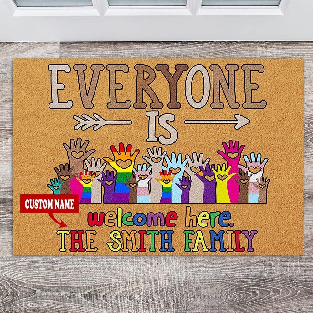 Customized Lgbtq Doormat Everyone Is Welcome Pride Mat Welcome Pride Mat Lgbt Queer Equal Welcome LO1382