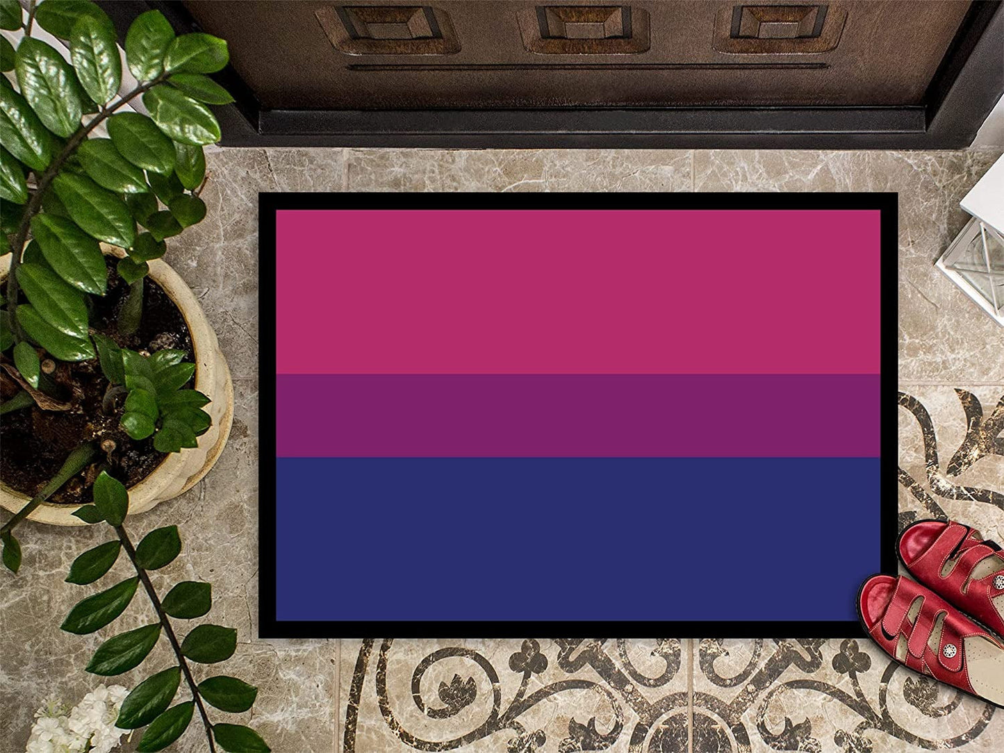 Bisexual Pride Door Mat, Indoor Rug Or Outdoor Welcome Pride Lgbt Mat Doormat LO1345