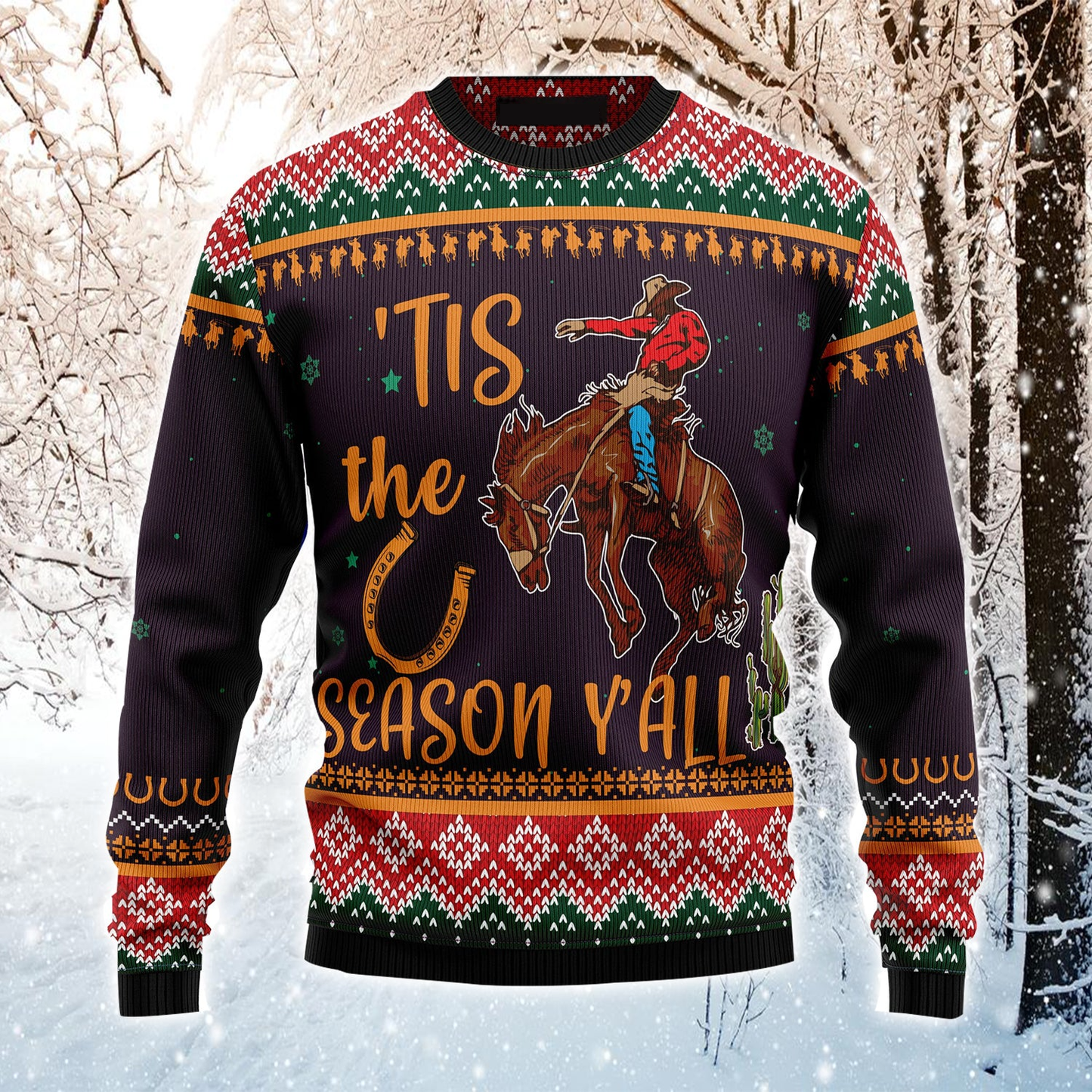 Cowboy Ugly Christmas Sweater, Cowboy Season Christmas Pattern Ugly Sweater For Men & Women - Best Gift For Christmas, Friends, Cowboy SO1165