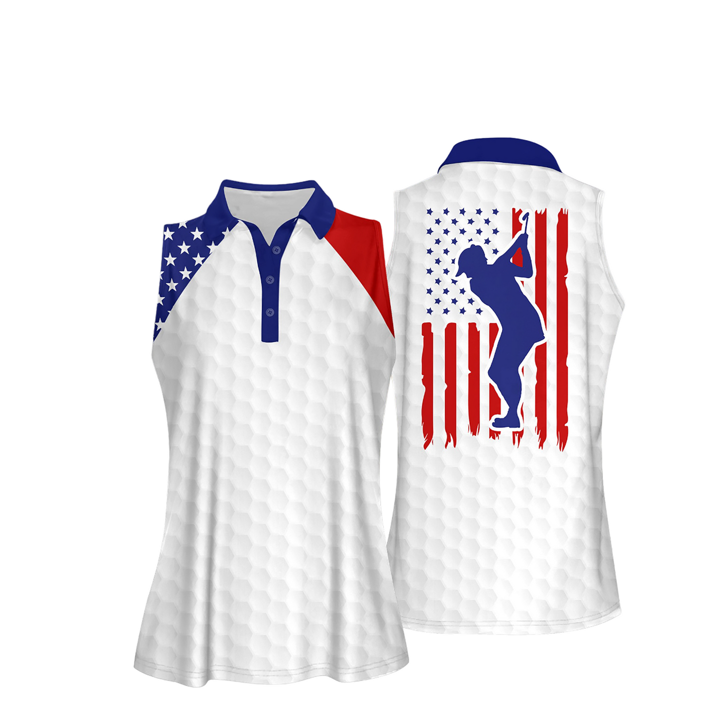 American Flag Golf Flag Addicted Women Short Sleeve Polo Shirt, Sleeveless Polo Shirt SO0808