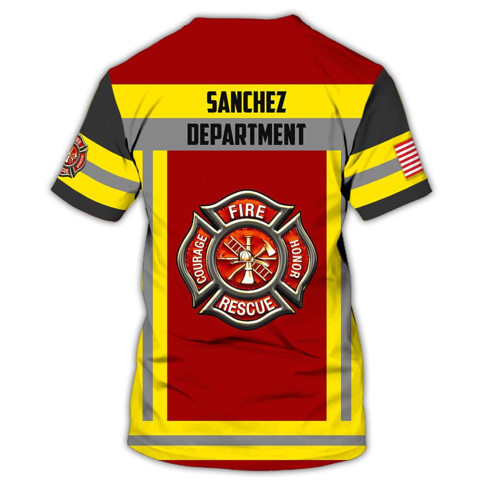 Custom Name and Department Red Firefighter 3D Shirt, Perfect Idea Gift for Firefighter Shirt TO3276